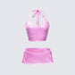 Naijah Pink Metallic Tankini Set