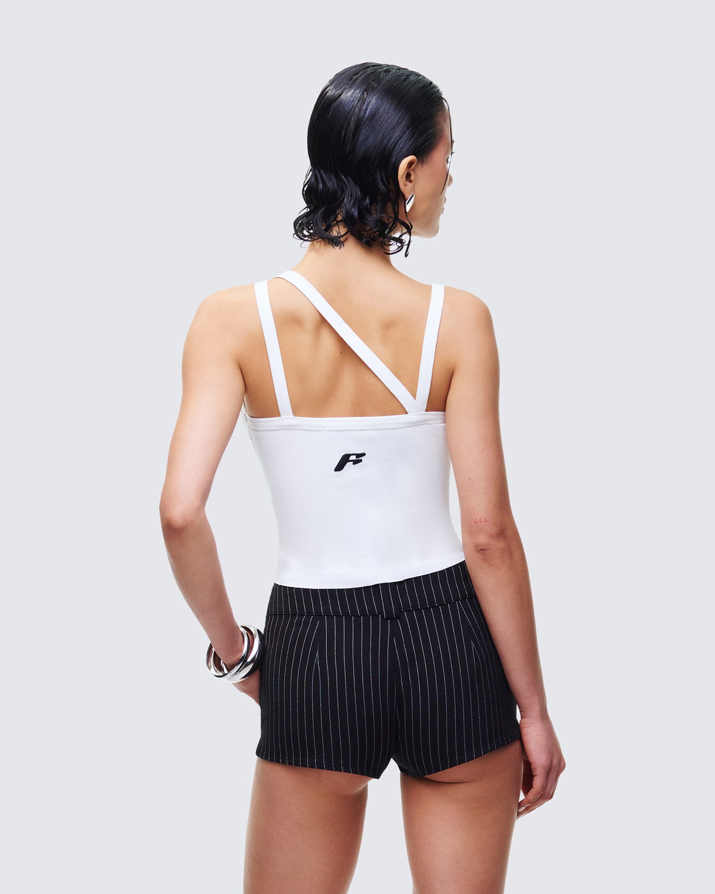 Fia White Strappy Ribbed Tank Top