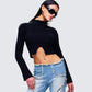 Travis Black Sweater Knit Top