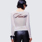 Orpheus White Mesh Long Sleeve Top