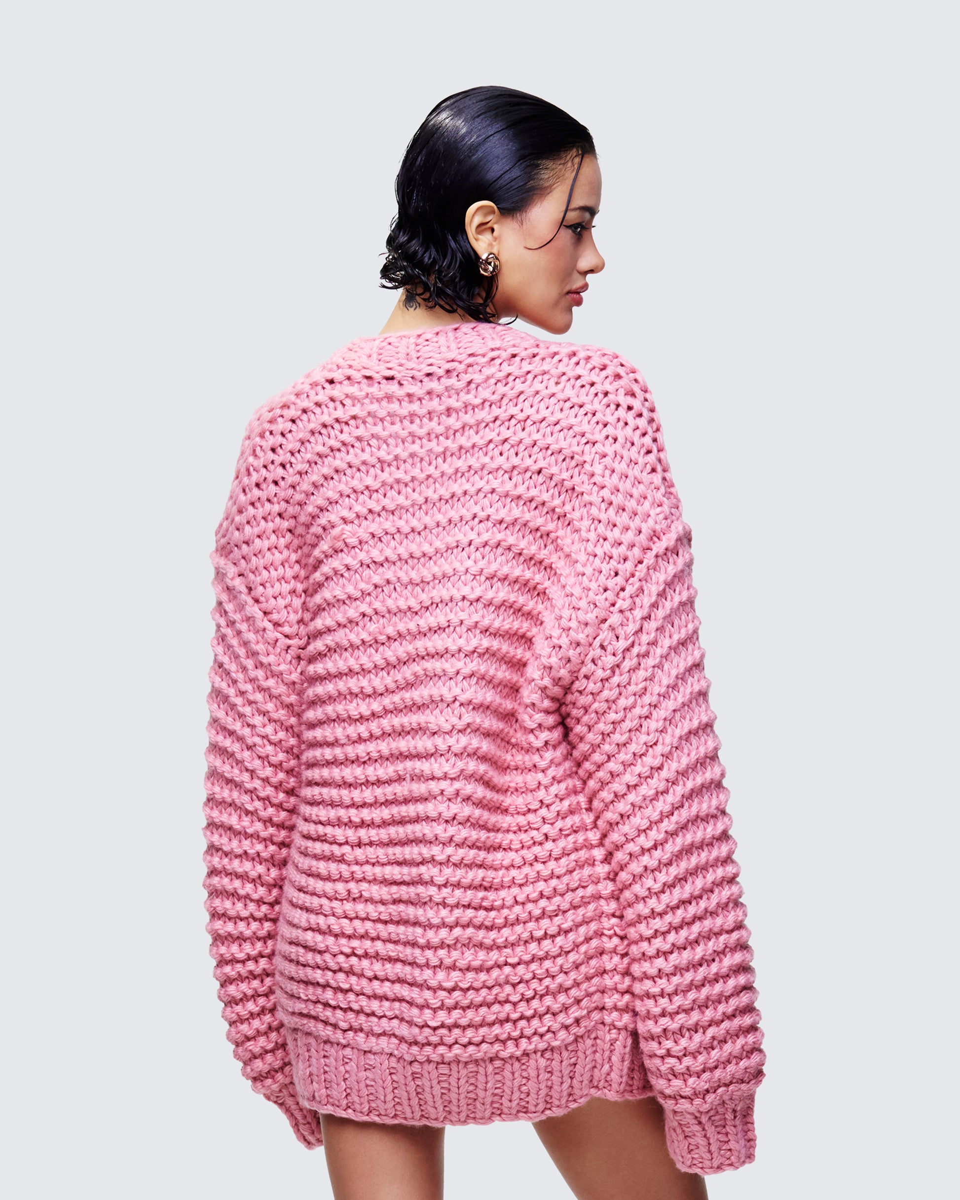 Blaise Pink Chunky Hand Knit Cardigan