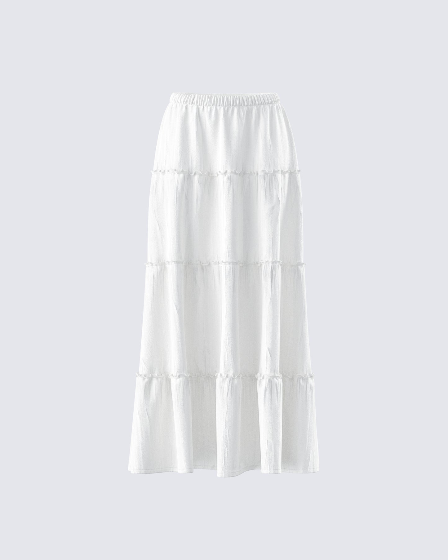 Bailee White Tiered Midi Skirt