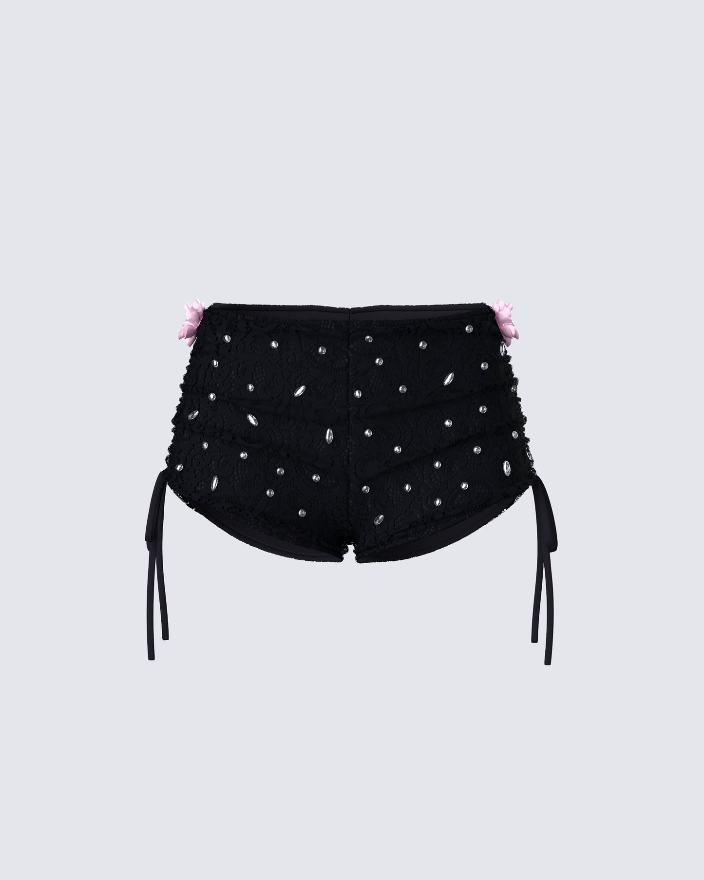 Julissa Black Hand Beaded Rhinestone Shorts