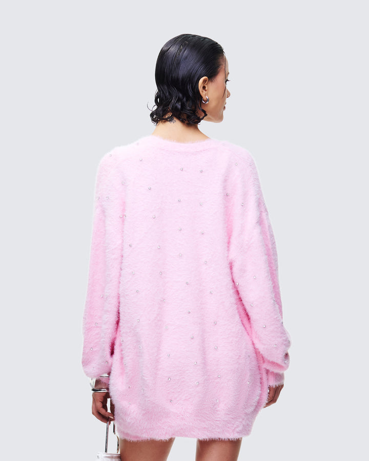 Adi Pink Fuzzy Knit Cardigan