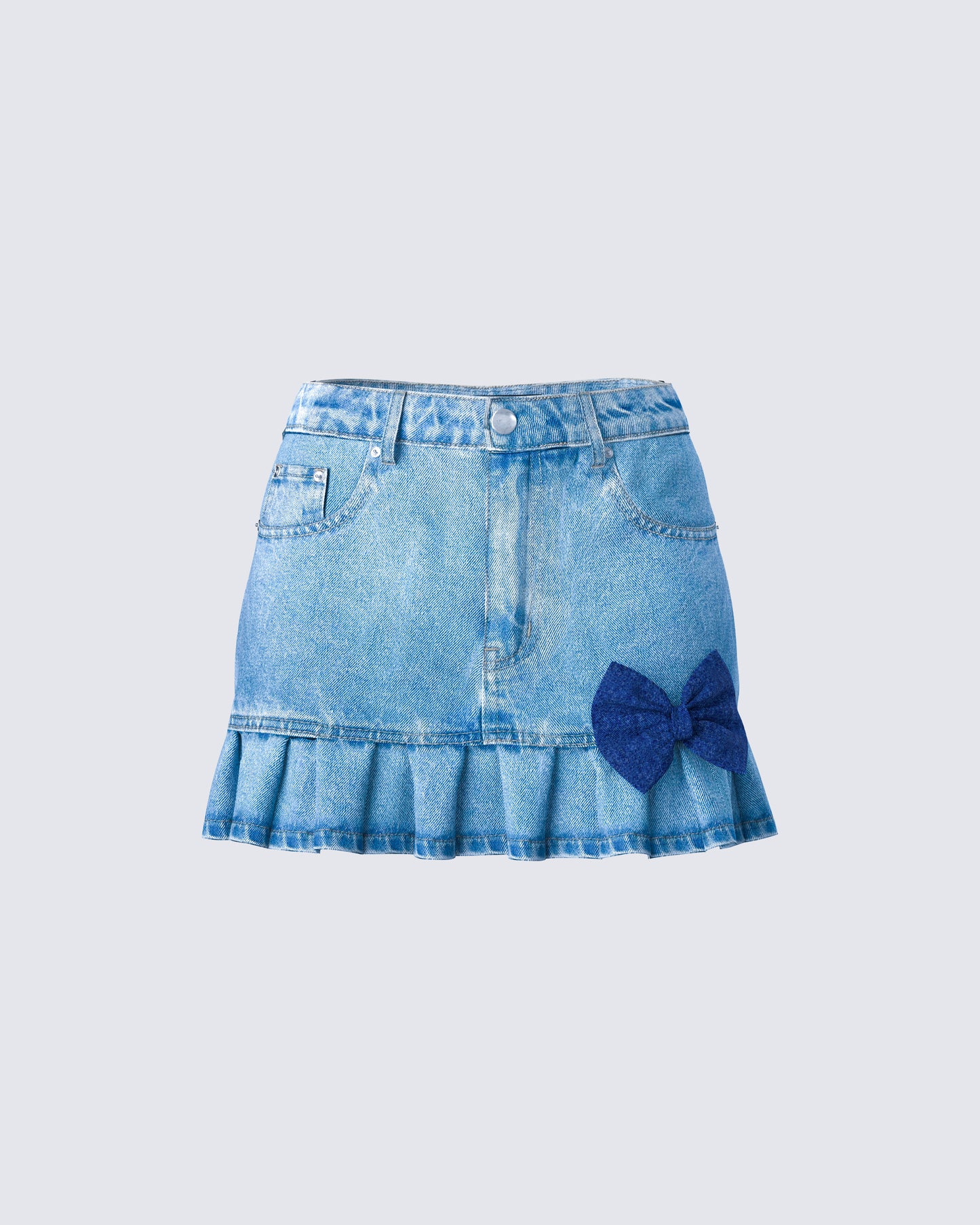 Emogen Pleated Denim Mini Skirt