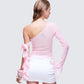 Sylphine Pink Mesh Asymmetric Top