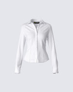 Kyra Fitted White Poplin Shirt