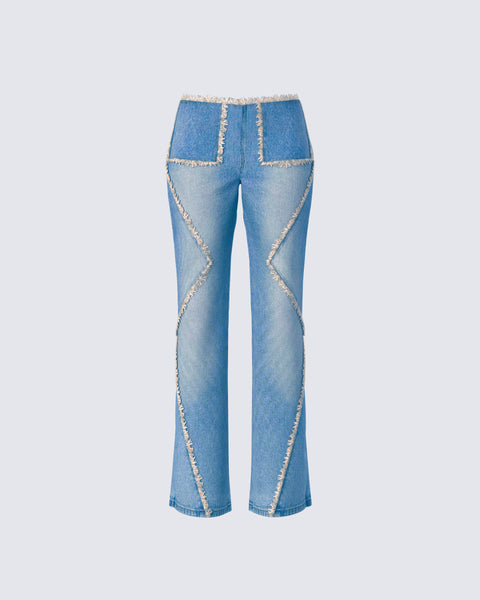 【RE RHEE】24SS WASHED DENIM STRAIGHT LEG JEANS ICE BLUE R2 Straight Leg Denim - Mid Blue | REPRESENT