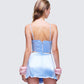 Faelina Blue Satin Butterfly Corset
