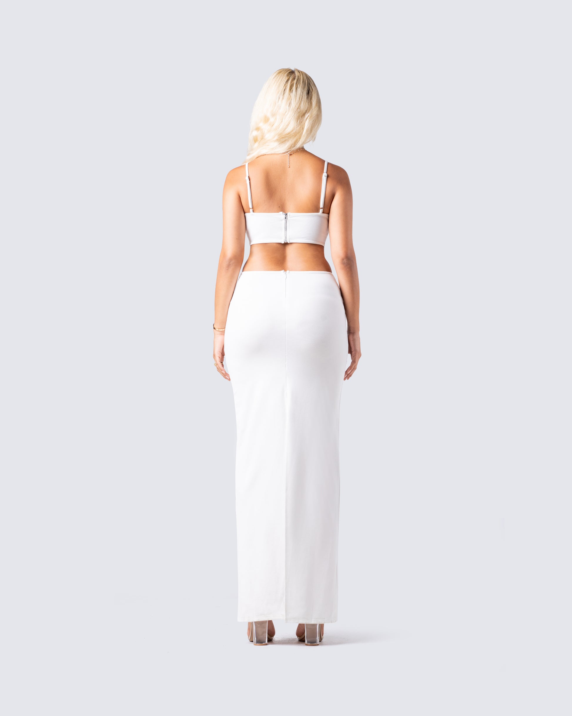 White Cut Out Maxi Dress - Bodycon Formal Evening FINESSE White Cut Out Maxi Dress - Bodycon Formal Evening FINESSE