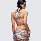 Cece Brown Printed Halterneck Top