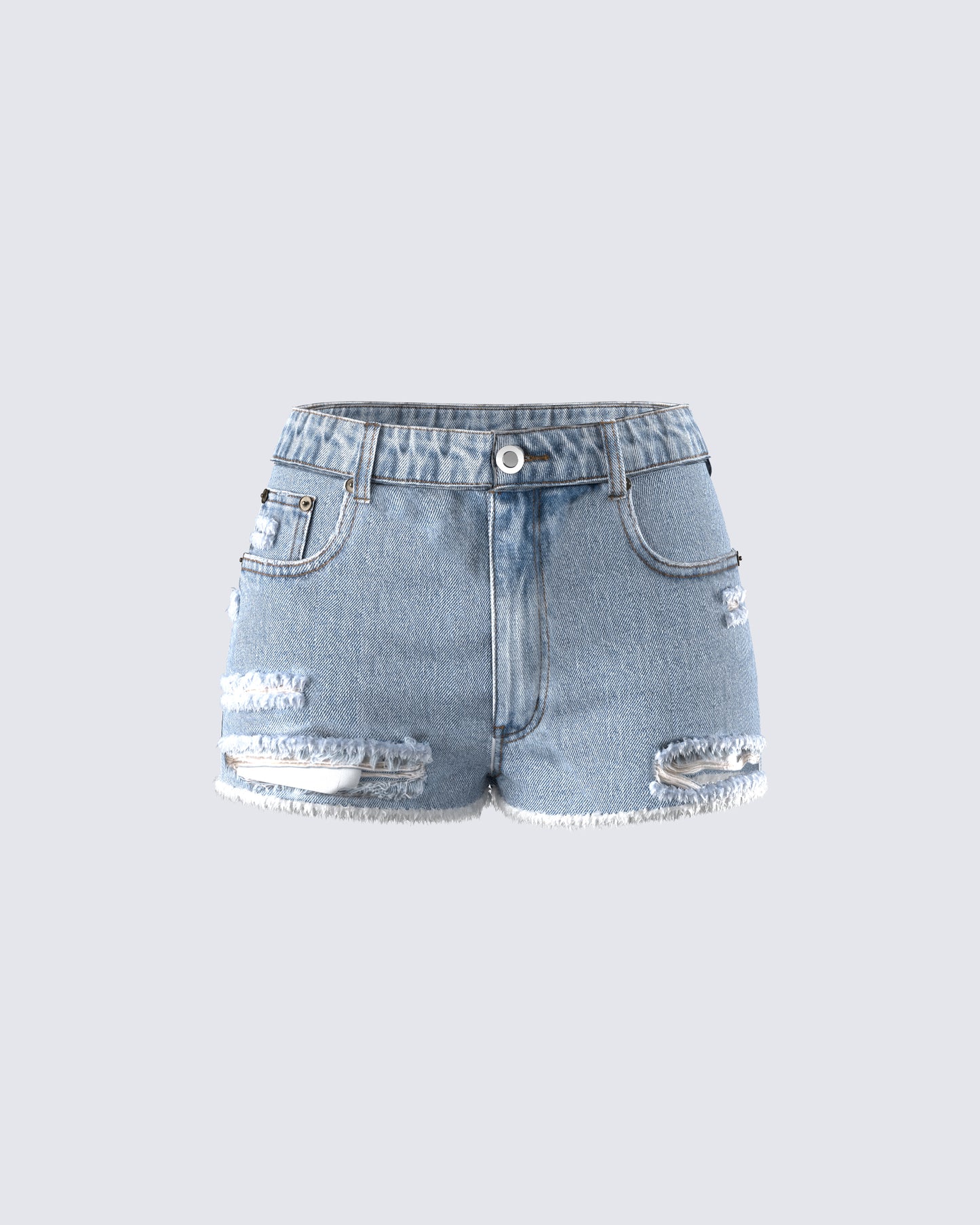 Lowan Blue Distressed Denim Shorts