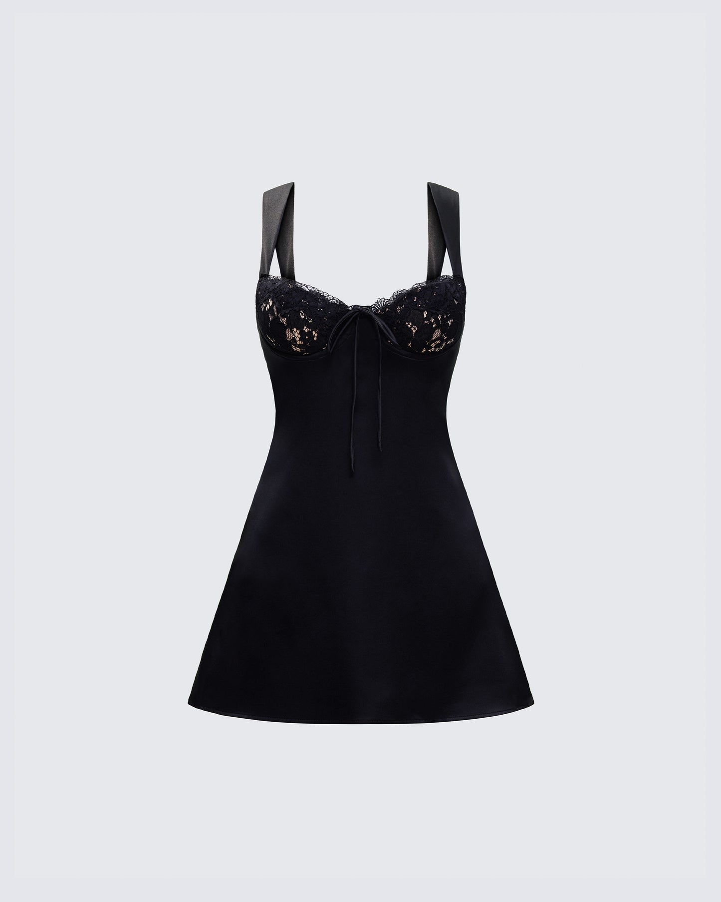 Black Mini Dress - Lace Bustier A-Line Date Night FINESSE Black Mini Dress - Lace Bustier A-Line Date Night FINESSE