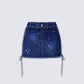 Maja Blue Denim Lace Up Micro Mini Skirt