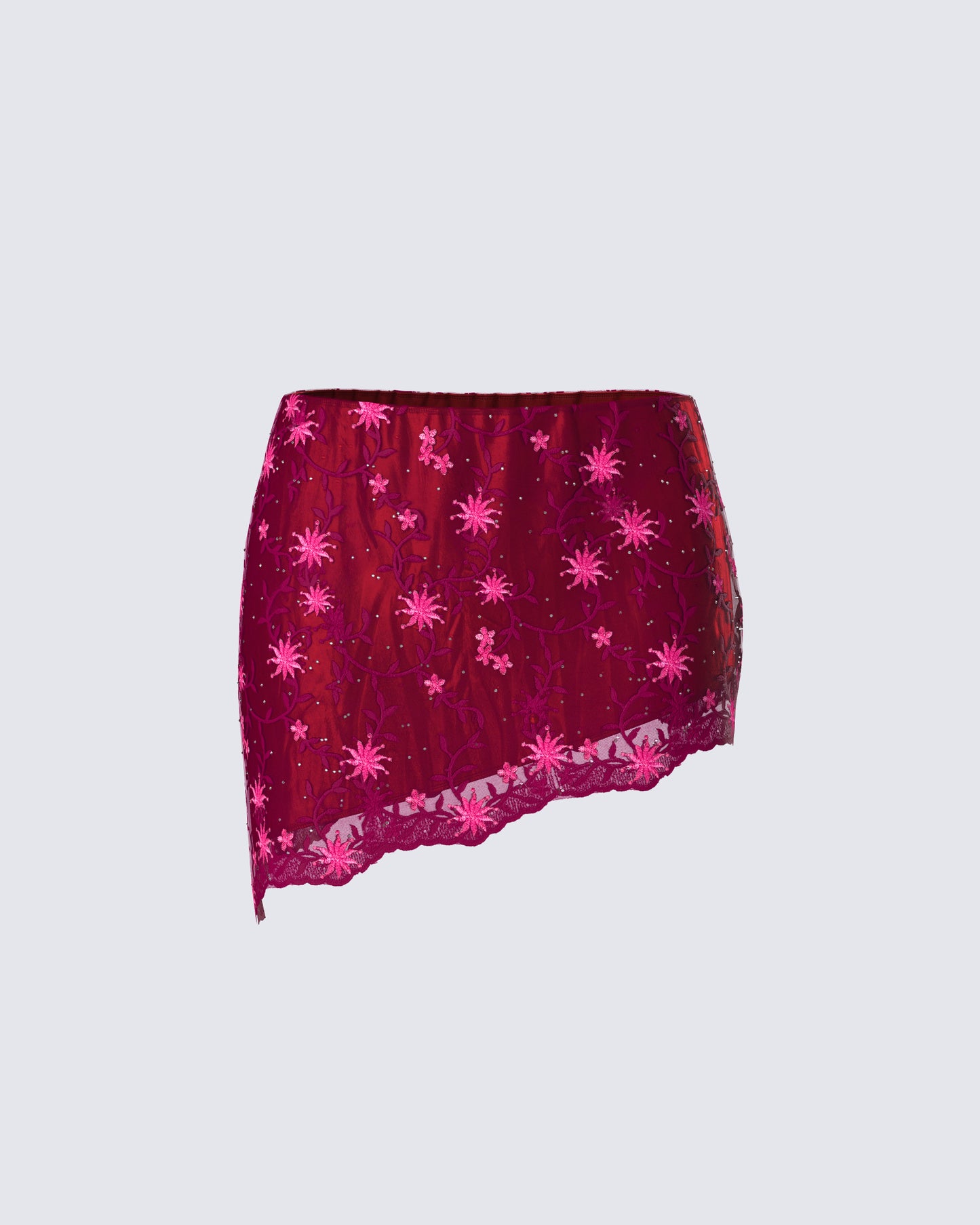 Macy Pink Lace Asymmetrical Skirt