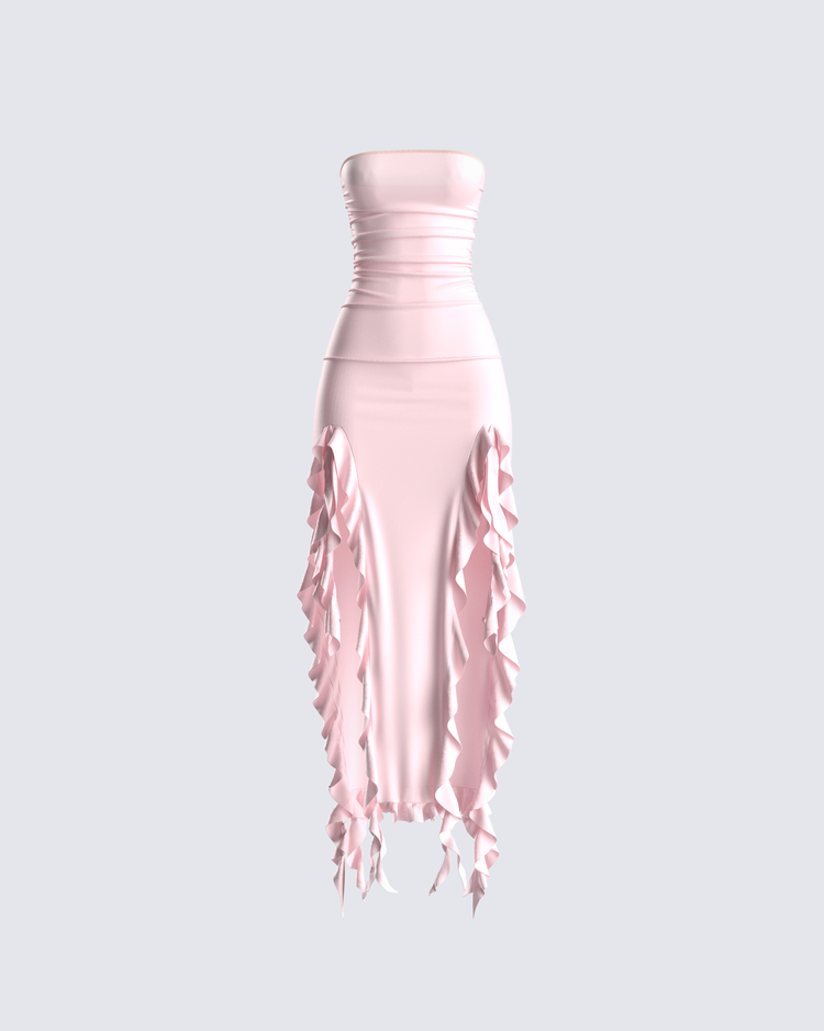 Sadira Pink Strapless Ruffle Dress