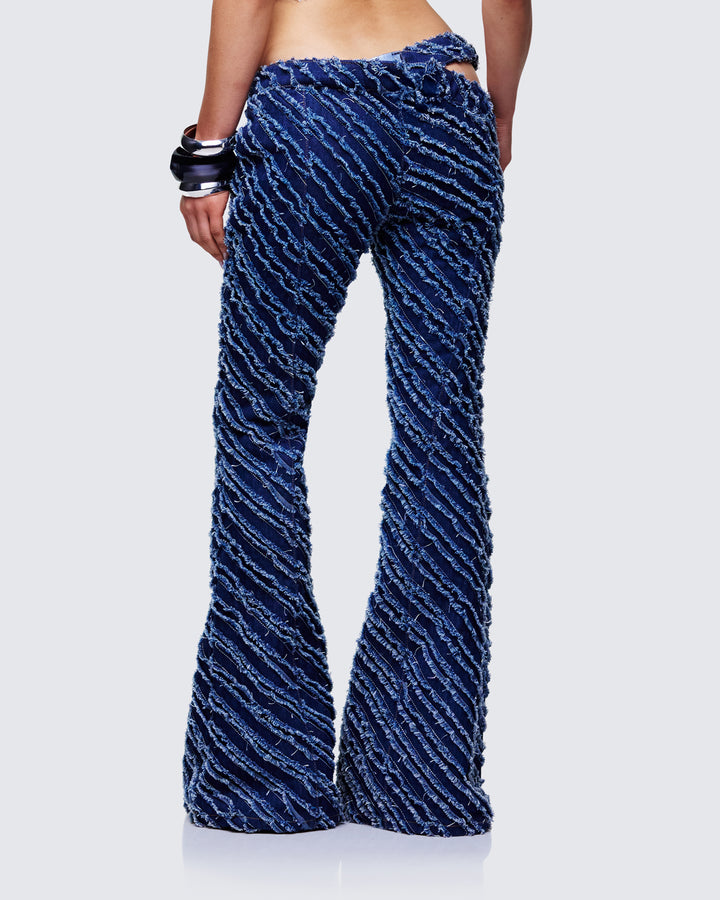 Aviv Blue Denim Studded Flared Jeans