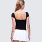 Zoya Black Slogan Scoop Neck Tee