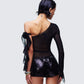 Sylphine Black Mesh Asymmetric Top