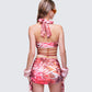 Cece Orange Printed Halterneck Top
