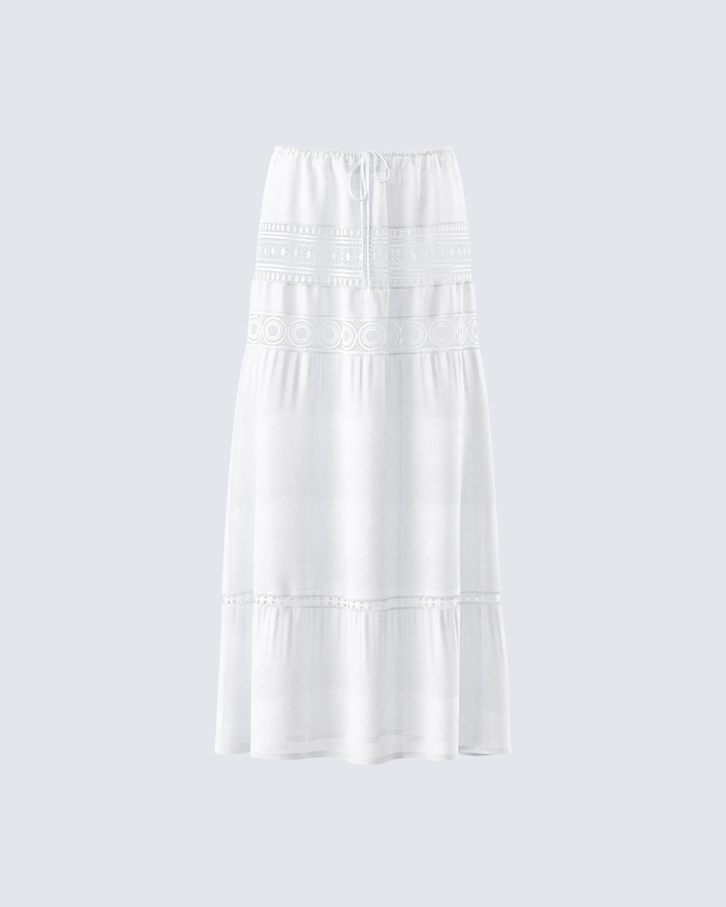Rue White Cotton Floral Maxi Skirt