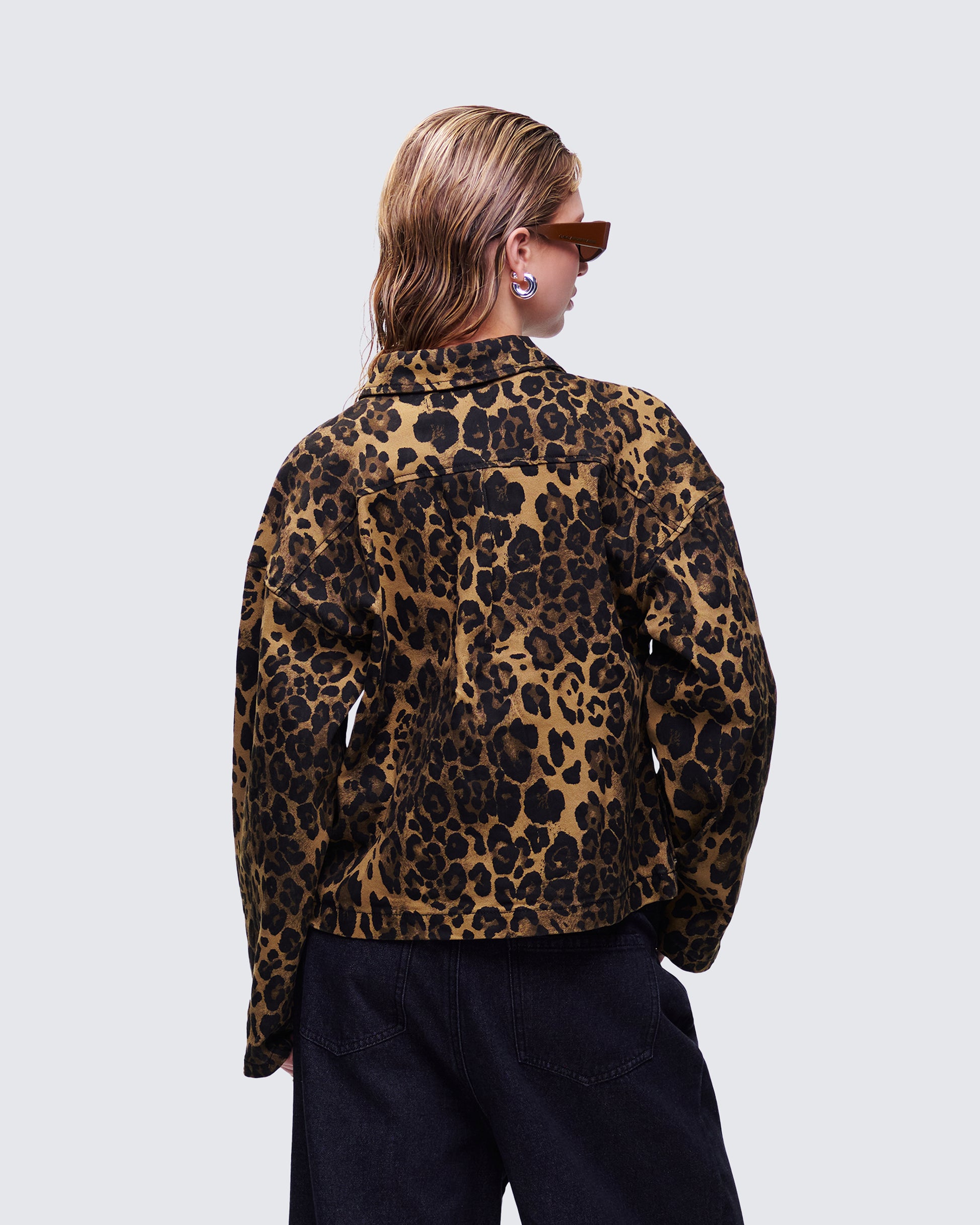 Lucretia Leopard Bow Tied Twill Shirt Jacket