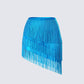 Laleh Teal Fringe Asymmetrical Skirt