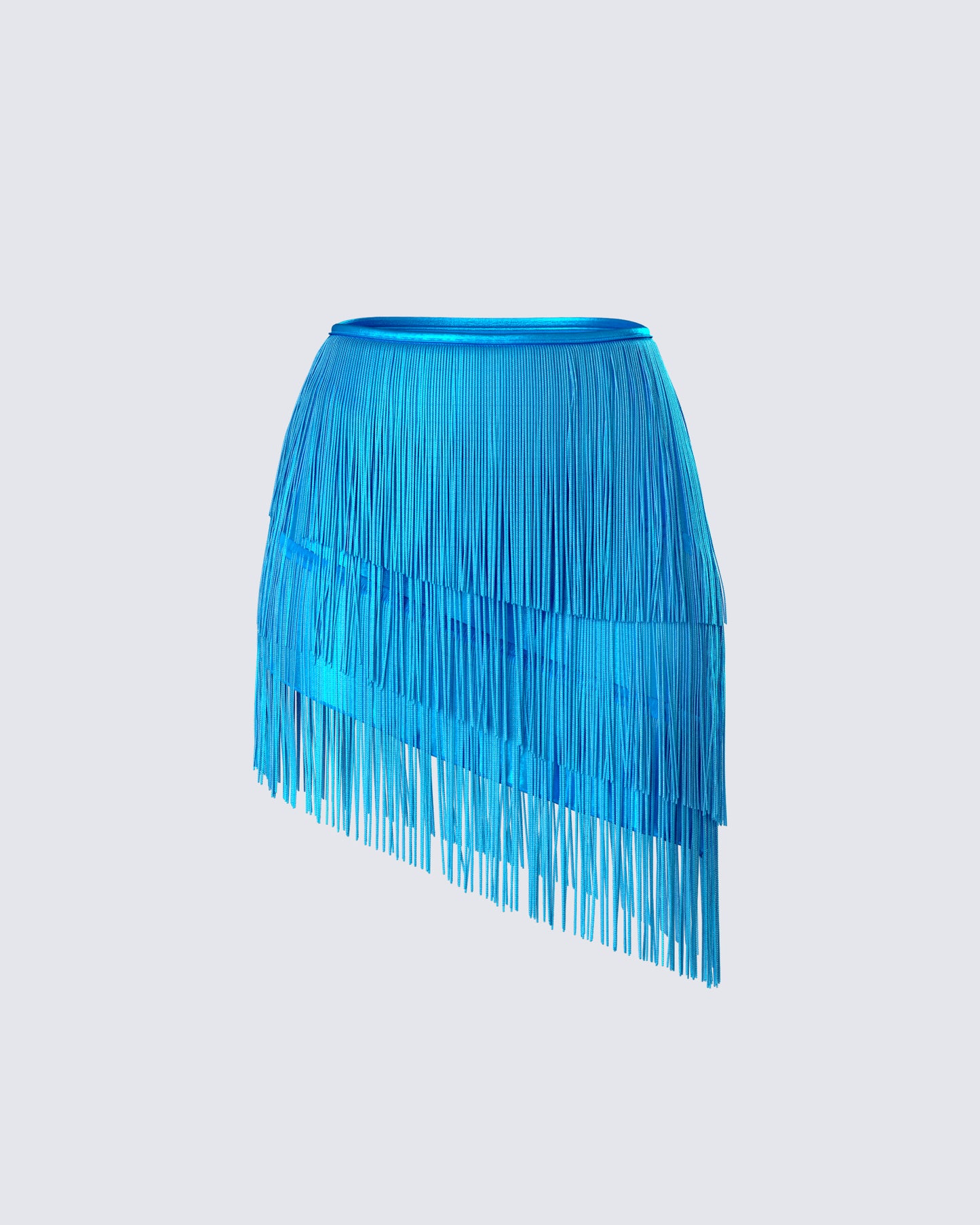 Laleh Teal Fringe Asymmetrical Skirt