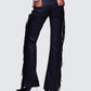 Delilah Black Denim Fringe Jeans