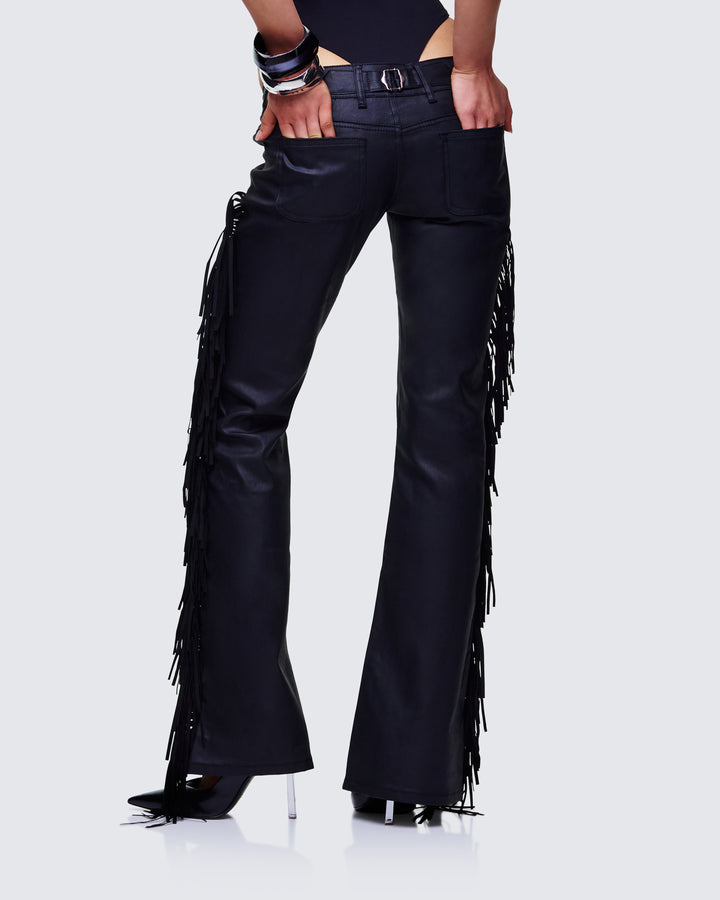 Delilah Black Denim Fringe Jeans