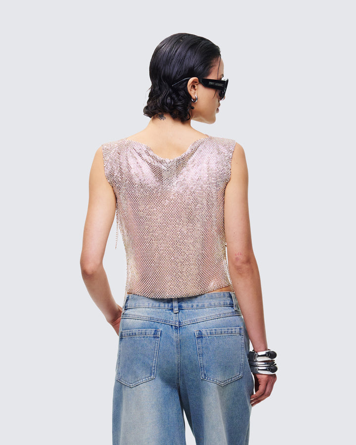 Fayla Gold Chainmail Square Top