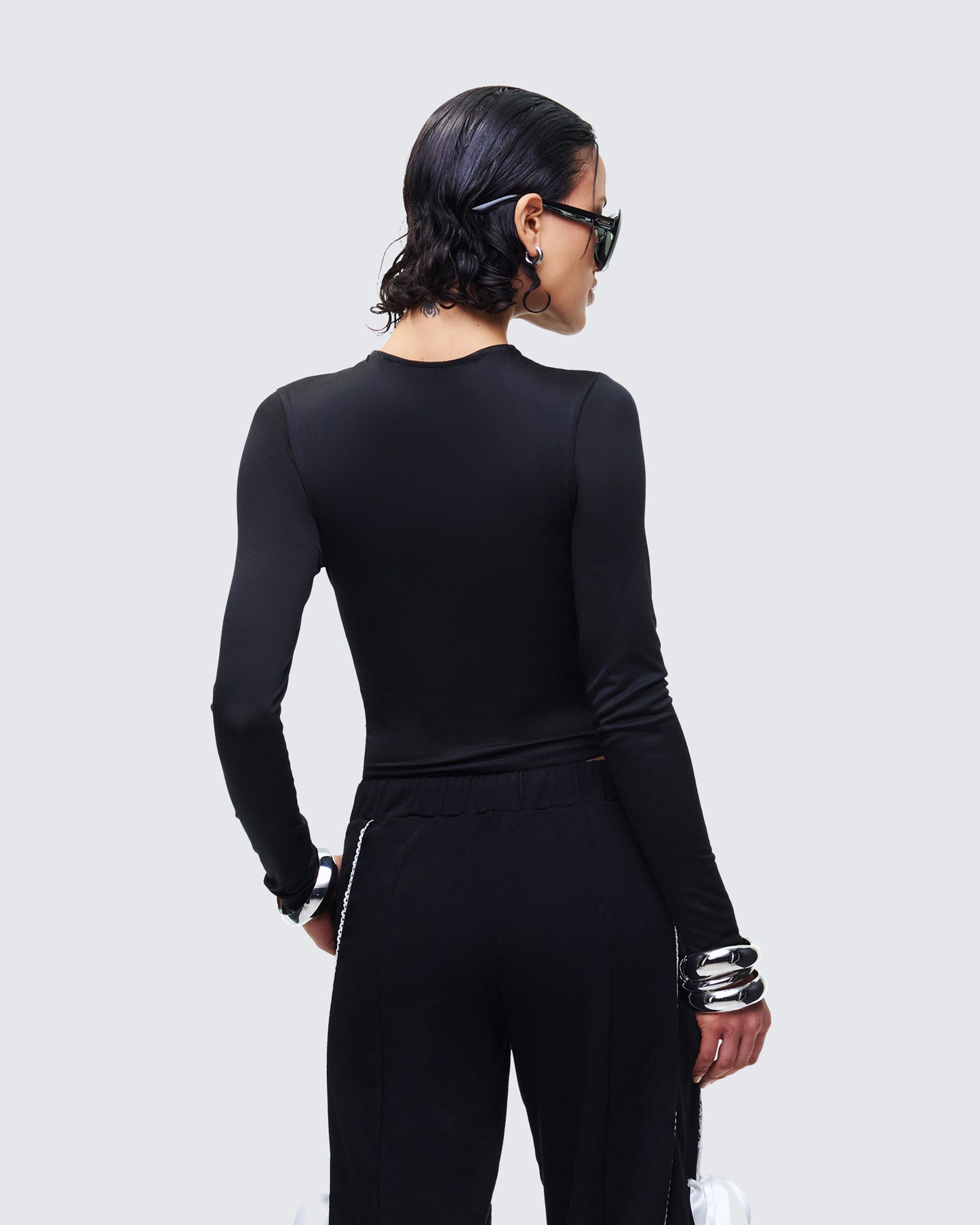 Vivi Black Jersey Long Sleeve Top