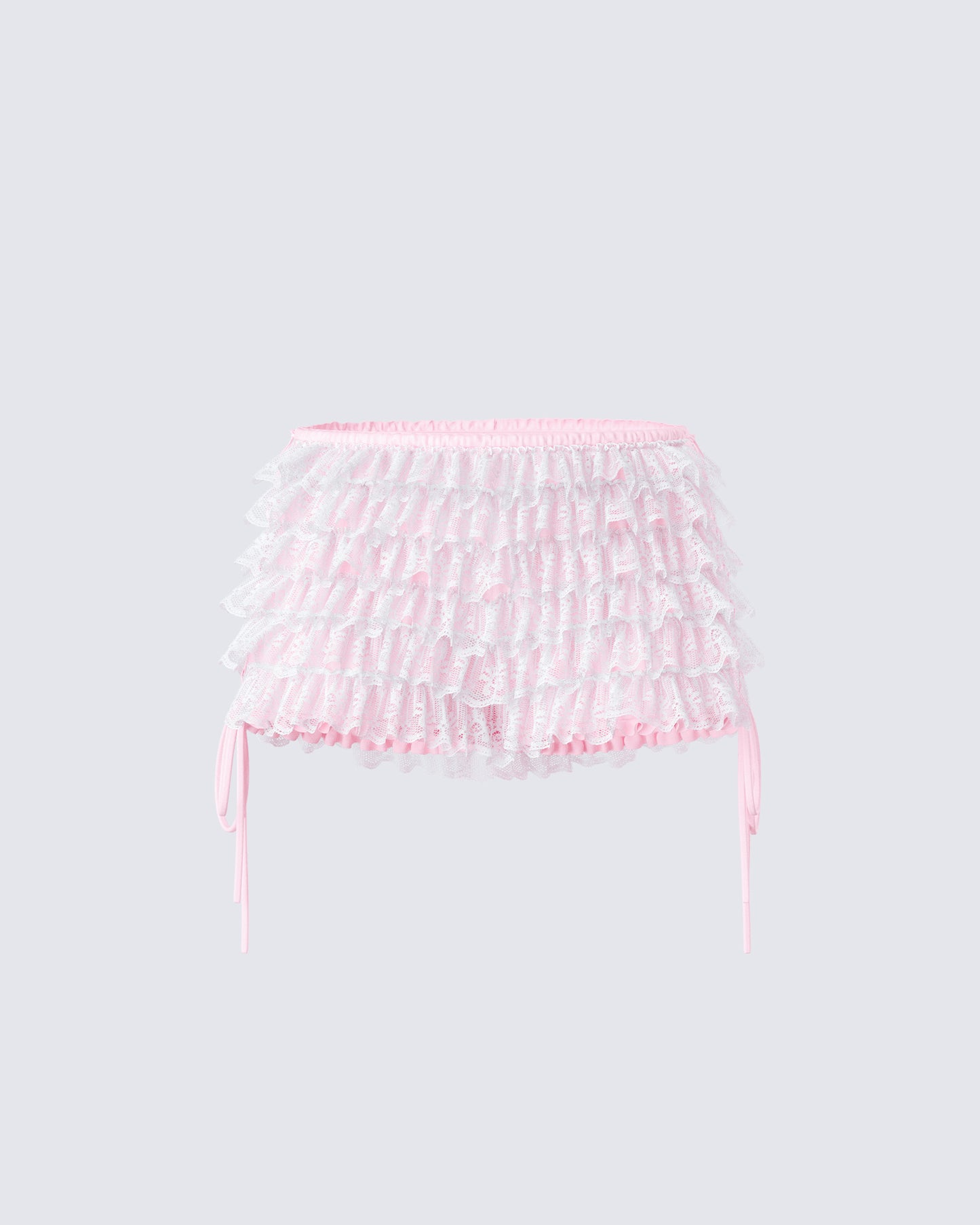 Hali Pink Lace Up Ruffle Micro Mini Short