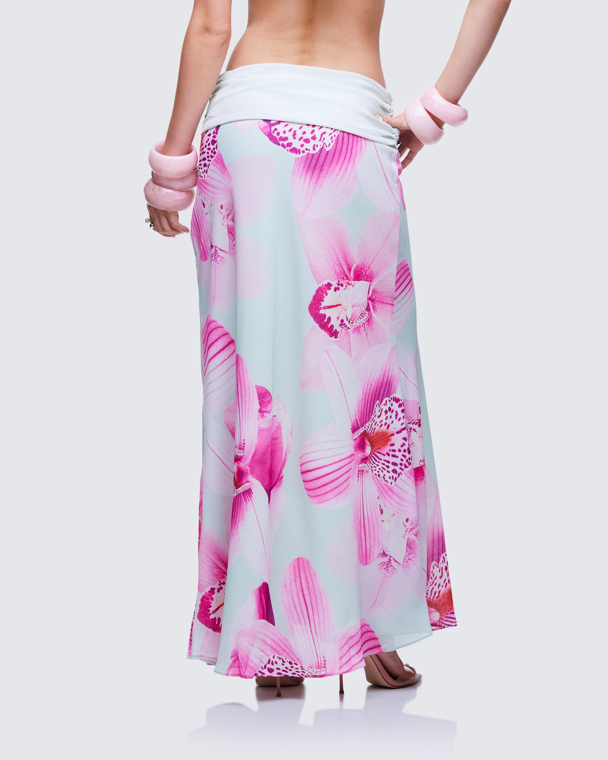 Alexis Printed Green Maxi Skirt