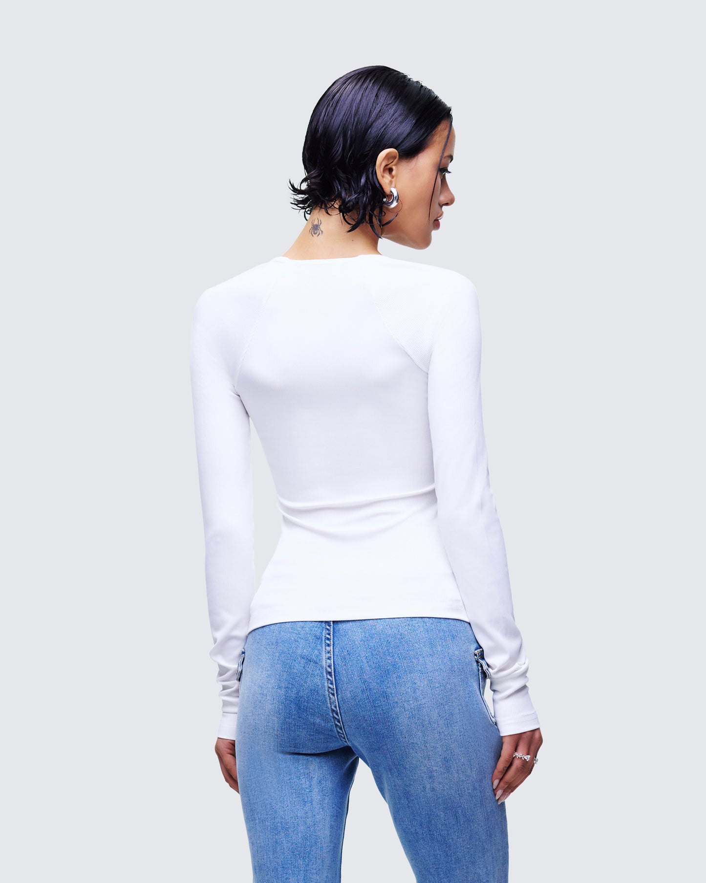 Draya White Rib Lace Top