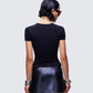 Drea Black Slogan Classic Tee