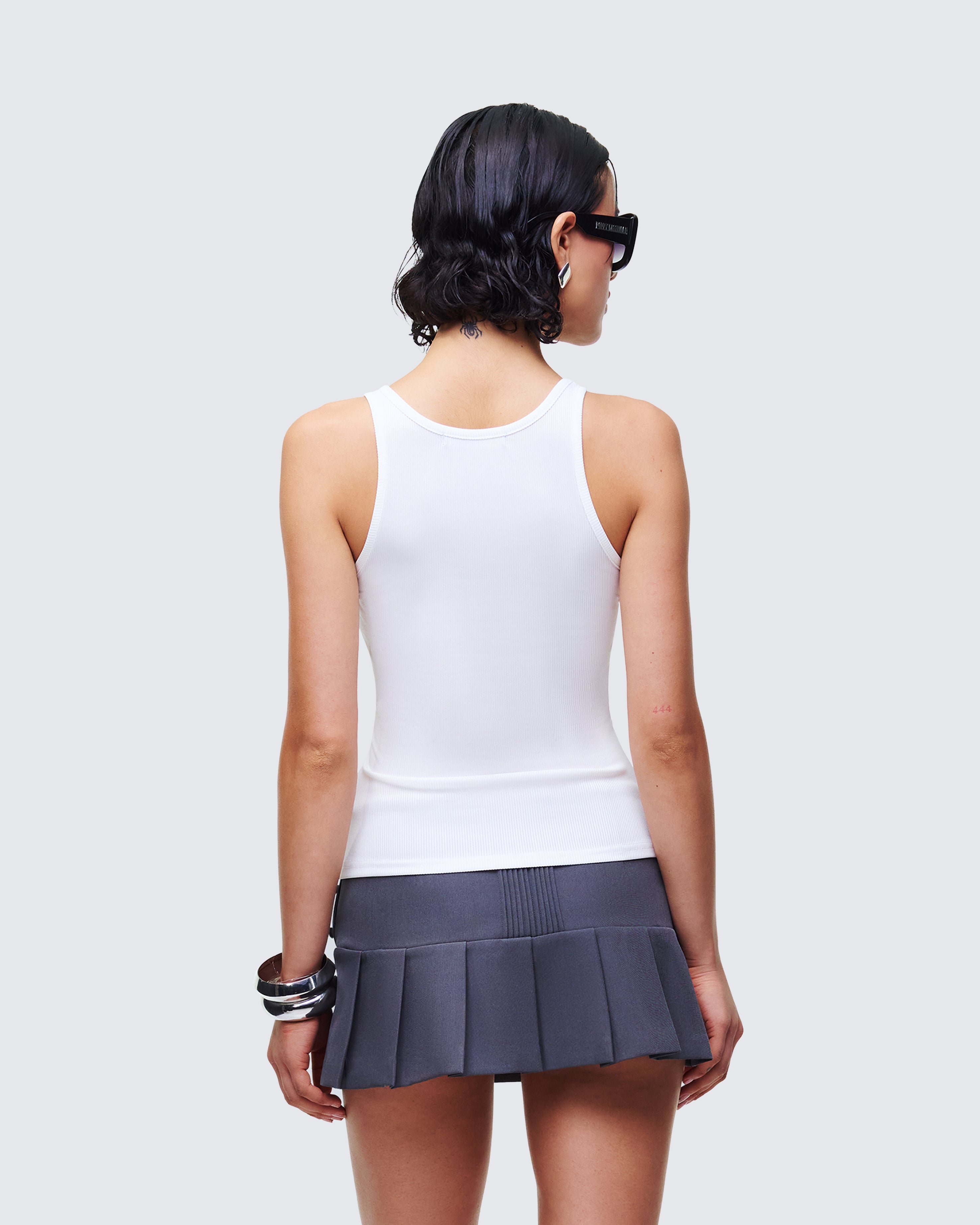 White Ribbed Graphic Tank Top - Cherry Print – FINESSE