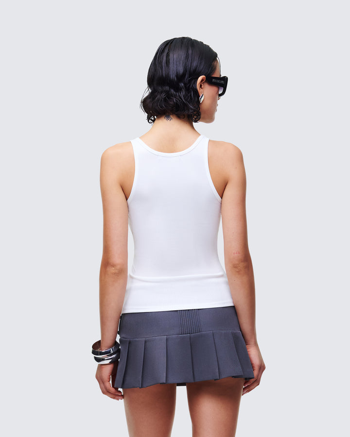 Evina White Graphic Rib Tank - back view