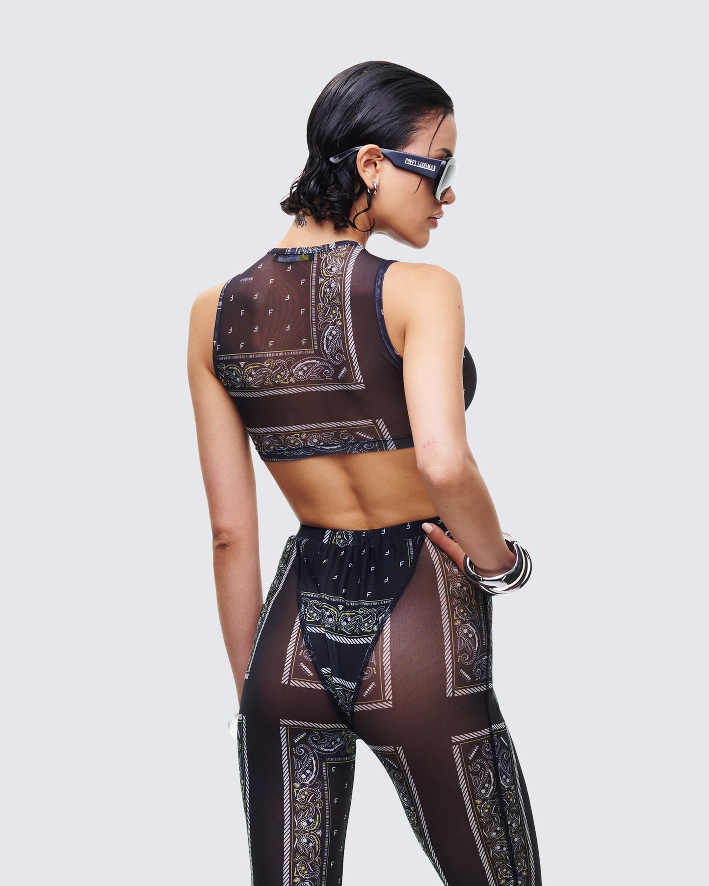 Rikku Black Bandana Mesh Crop Top