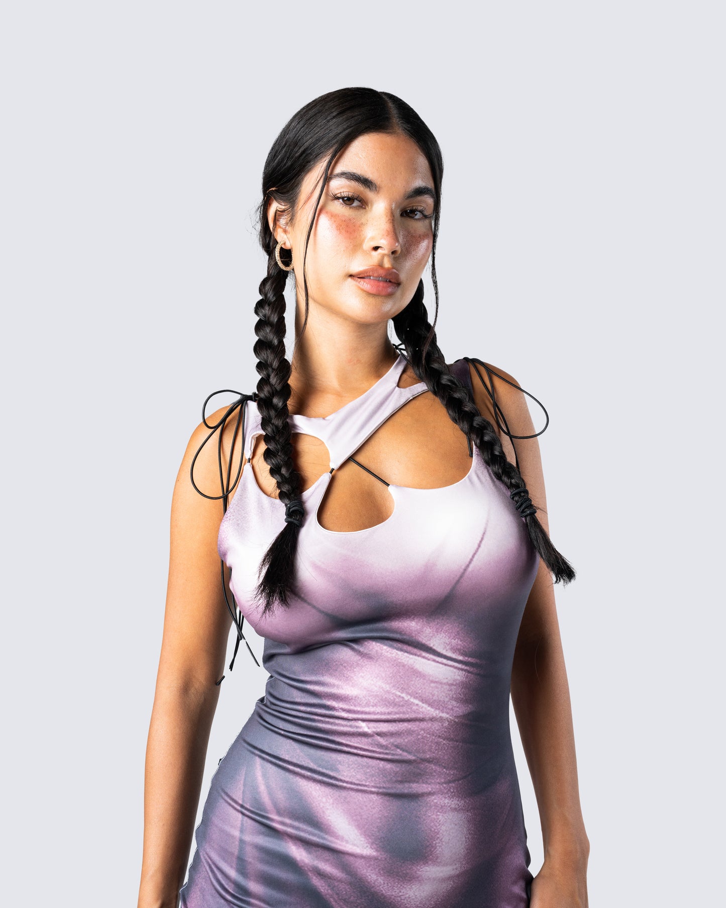 Kala Maroon Body Print Midi Dress