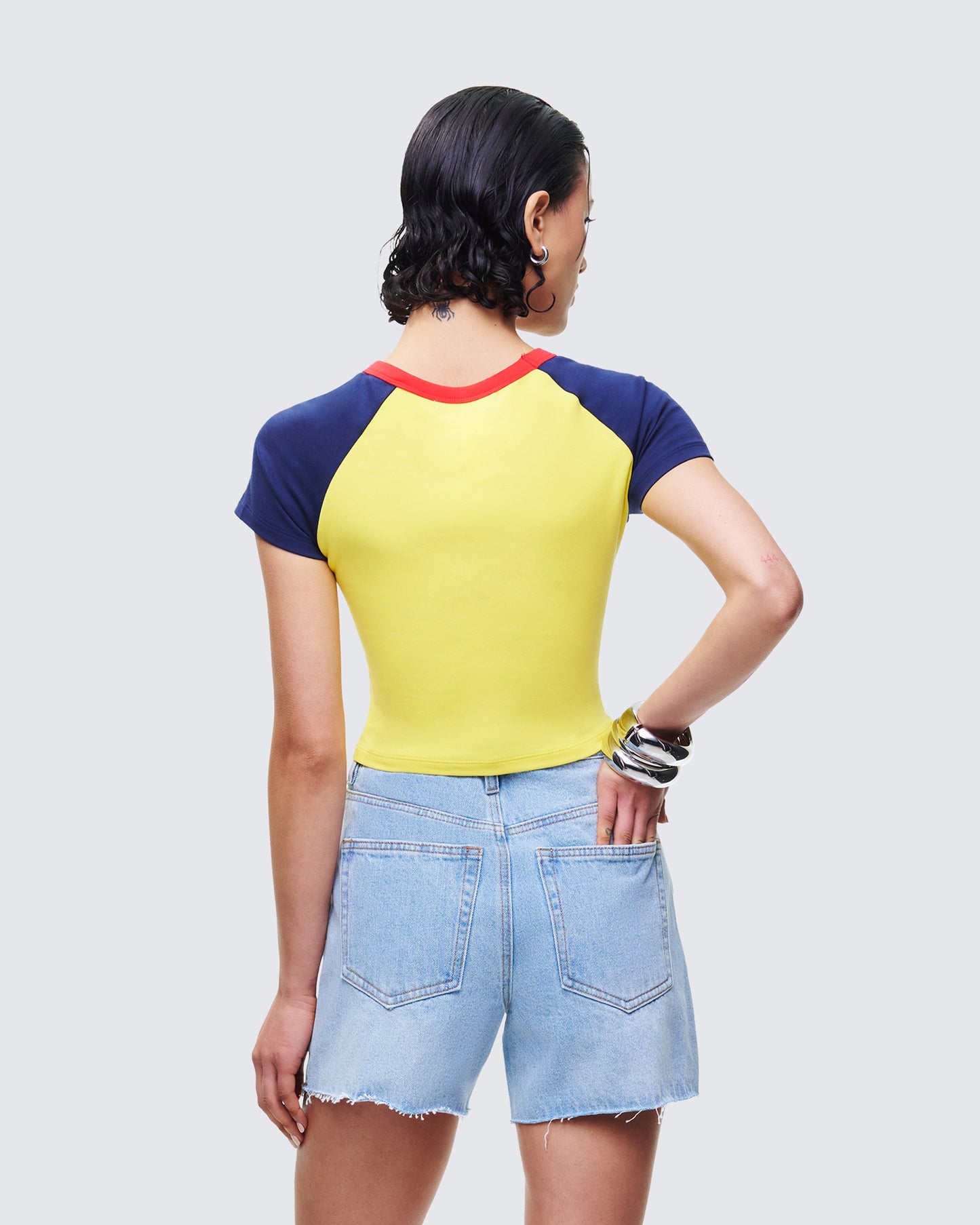 Amber Yellow Jersey Graphic Top