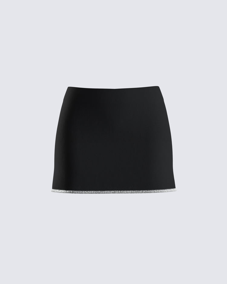 RHINESTONE SKORT - Black