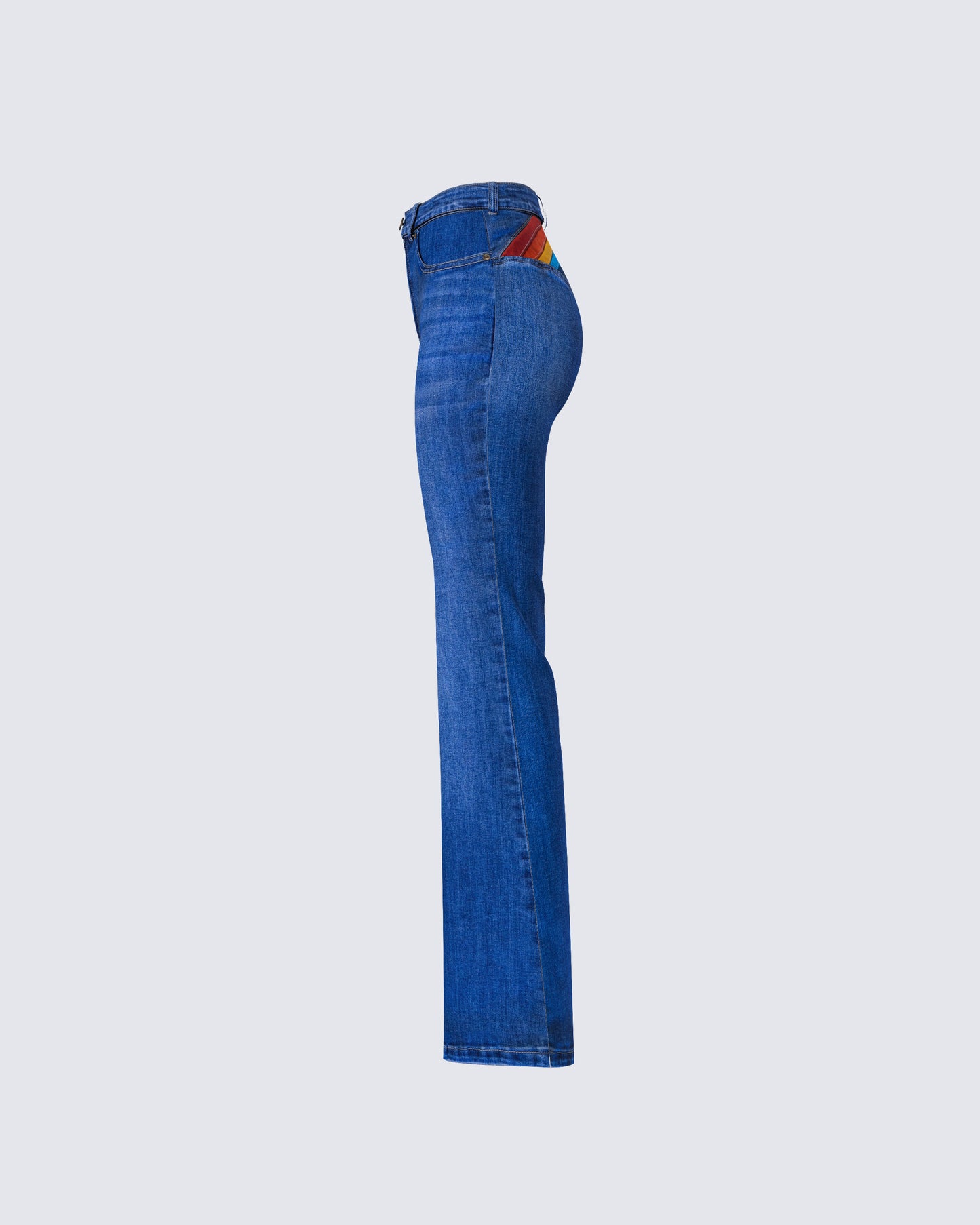 Kass High Rise Blue Denim Rainbow Jean