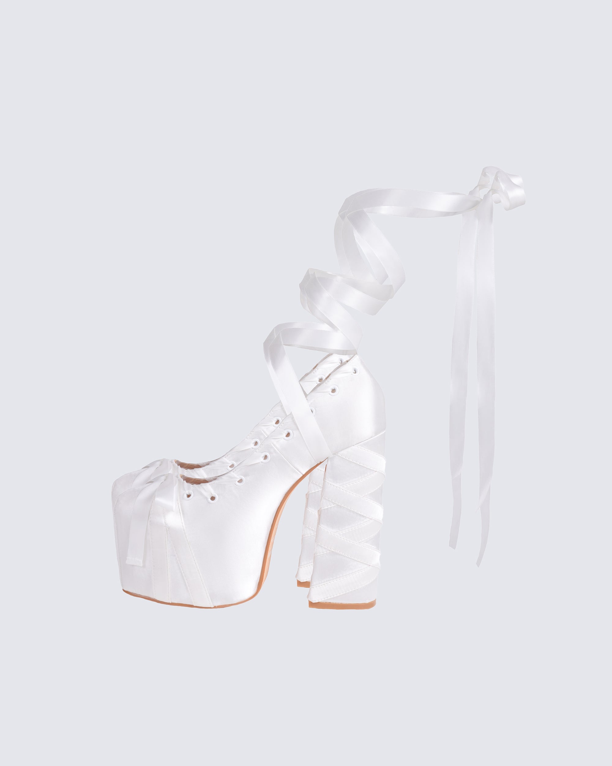 White satin hot sale platform heels