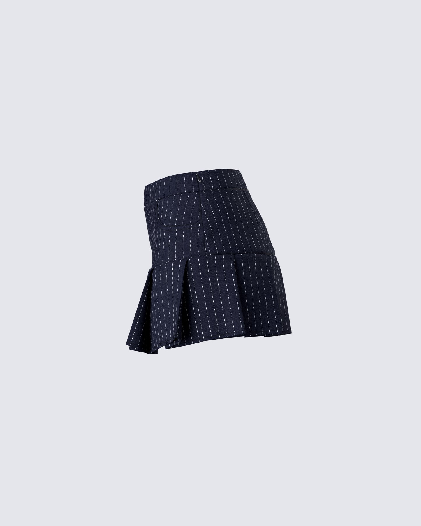 Minji Black Pinstripe Pleated Micro Mini Skirt