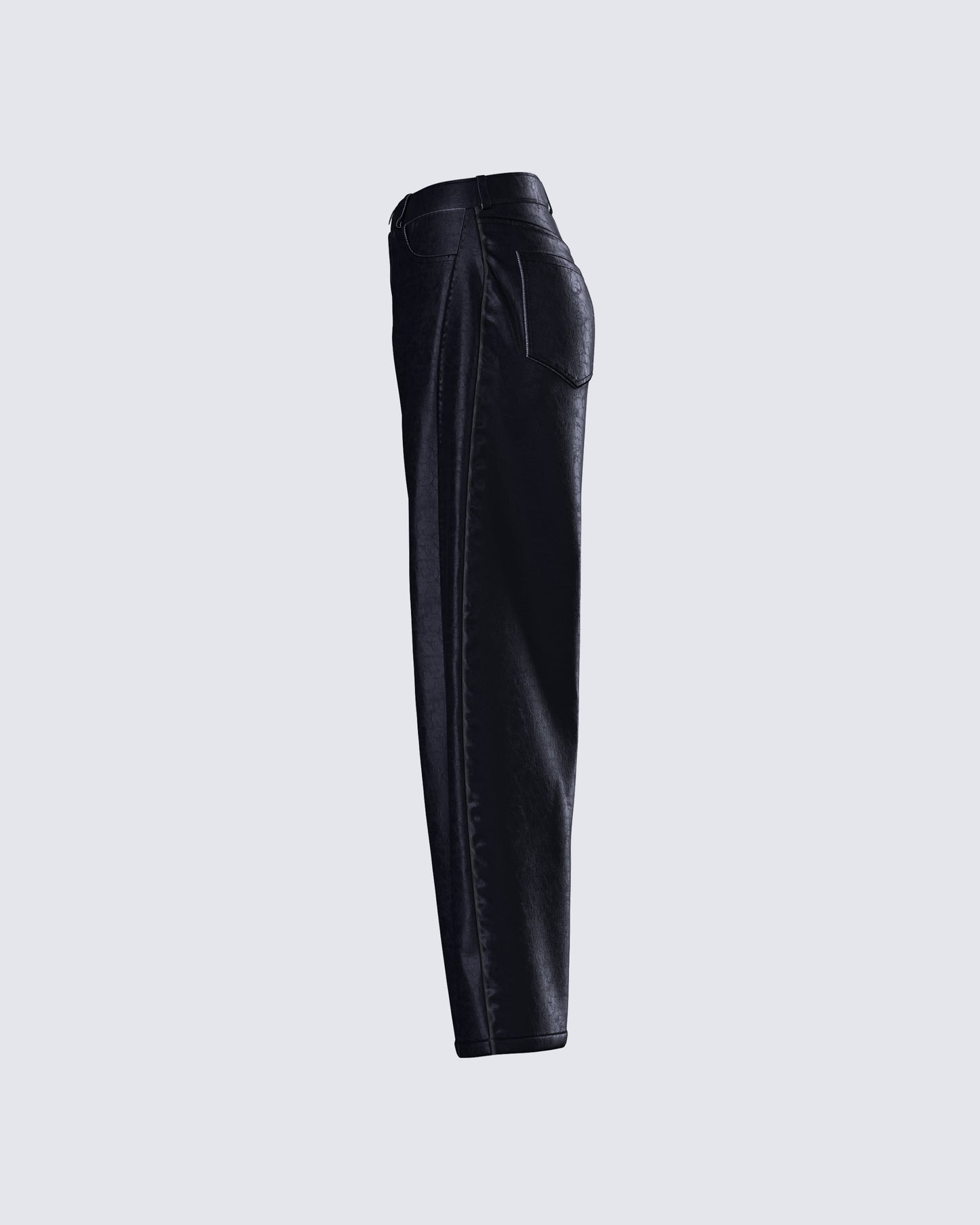 Flavia Black Vegan Leather Barrel Pant