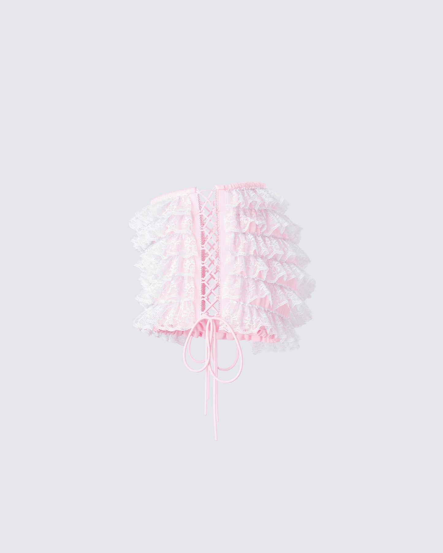 Hali Pink Lace Up Ruffle Micro Mini Short