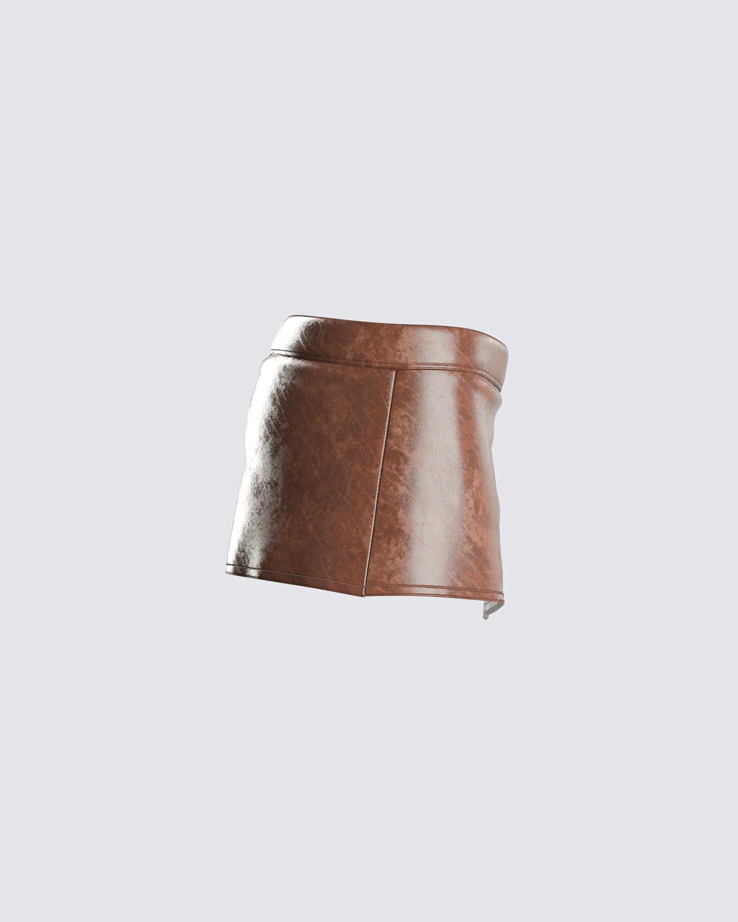 Lu Brown Vegan Leather Mini Skirt