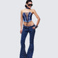 Aviv Blue Denim Studded Flared Jeans