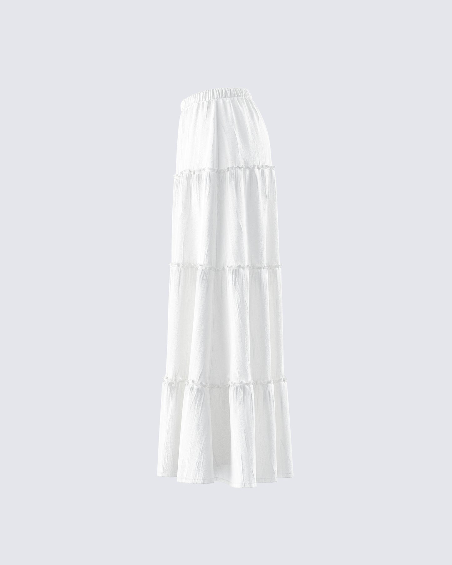 Bailee White Tiered Midi Skirt